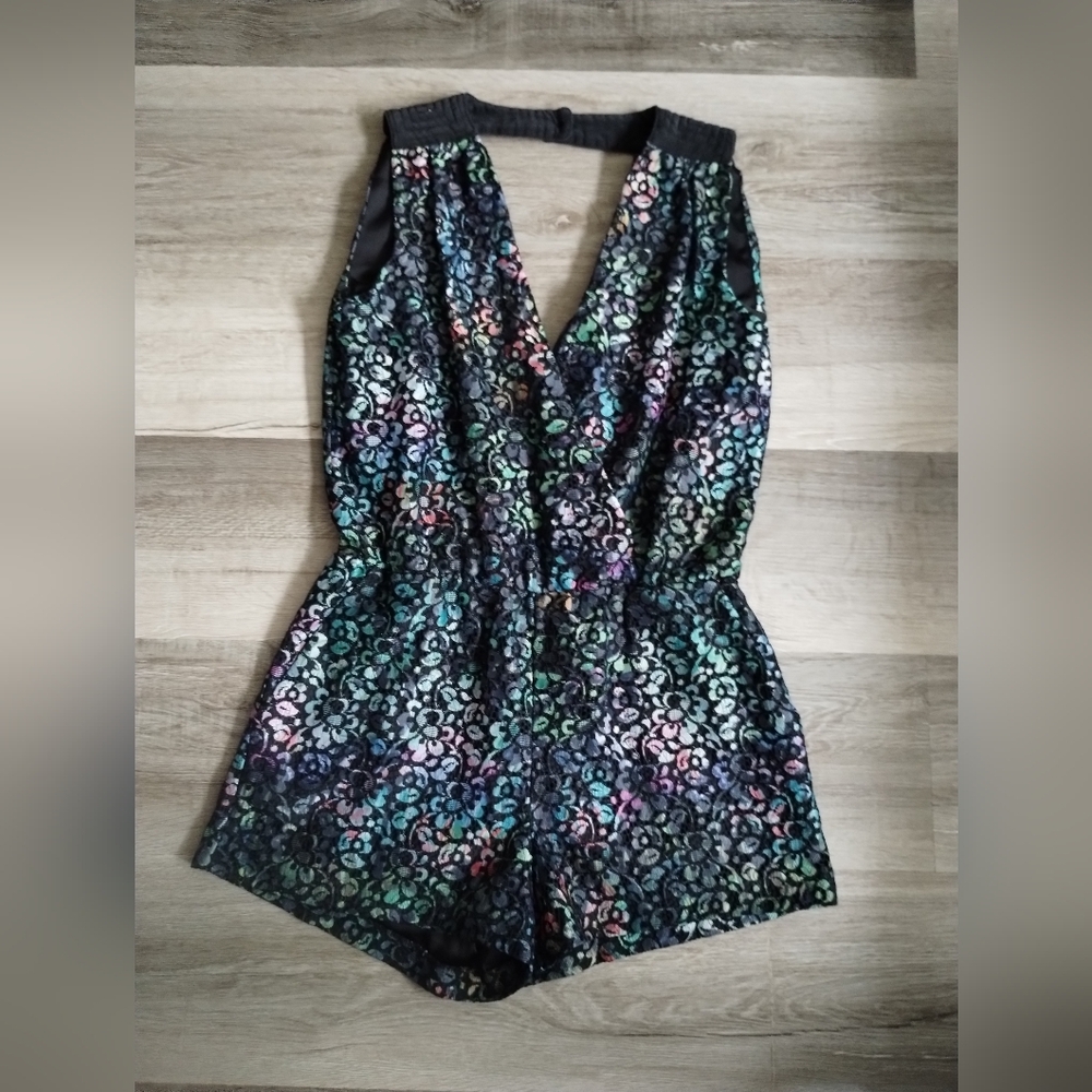 Parker Rainbow Lace Open Back Romper Small